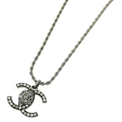 シャネル ココマーク ラインストーン ネックレス シルバーメッキ ラインストーン レディース ブランドアクセサリー 【中古】bracc