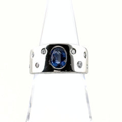 サファイア デザインリング リング 15号 Pt900 サファイア ダイヤモンド レディース ノンブランドジュエリー 【中古】nbjwl