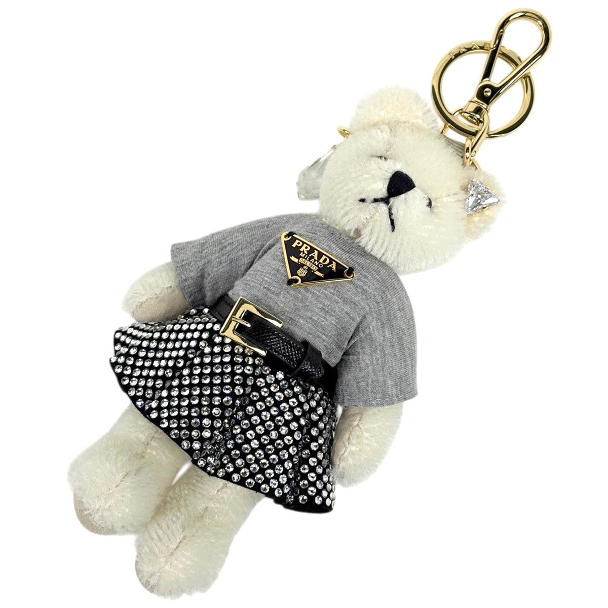 プラダ メタルリング付 Teddy キーチェーン チャーム コットン モヘア