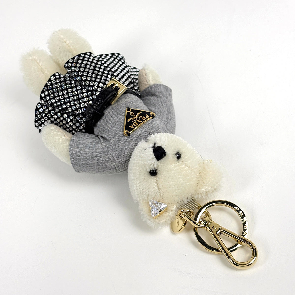 プラダ メタルリング付 Teddy キーチェーン チャーム コットン モヘア