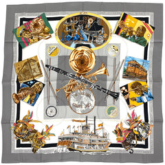 エルメス カレ90 THE ORIGINAL NEW ORLEANS CREOLE JAZZ スカーフ シルク レディース ブランドバッグ・小物 【中古】brbag