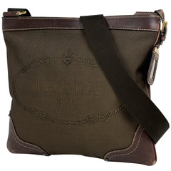 プラダ ロゴ ジャガード ショルダーバッグ キャンバス レディース ブランドバッグ・小物 【中古】brbag