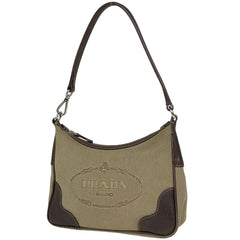 プラダ ロゴ ジャガード ハンドバッグ キャンバス レディース ブランドバッグ・小物 【中古】brbag