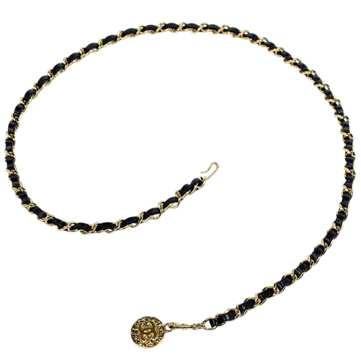 シャネル ココマーク コスチュームパール チェーン ベルト GP レザー フェイクパール ユニセックス ブラック CHANEL [美品] 【中古】 【アパレル・小物】 シャネル ココマーク チェーン ベルト GP レザー レディース ブランド