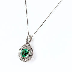 エメラルド デザインネックレス ネックレス Pt900 Pt850 ダイヤモンド レディース ノンブランドジュエリー 【中古】nbjwl