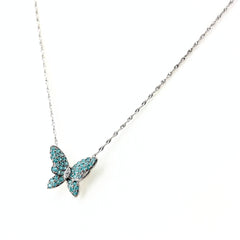 バタフライモチーフ デザインネックレス ネックレス K18 WG ダイヤモンド レディース ノンブランドジュエリー 【中古】nbjwl