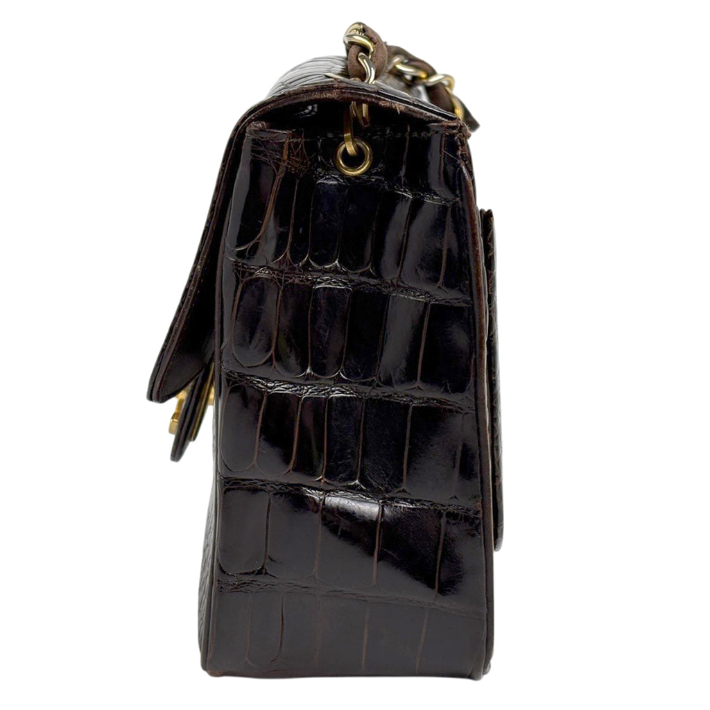CHANEL クロコ　ショルダーバッグ シャネル ミニ マトラッセ シングルフラップ チェーン ショルダー