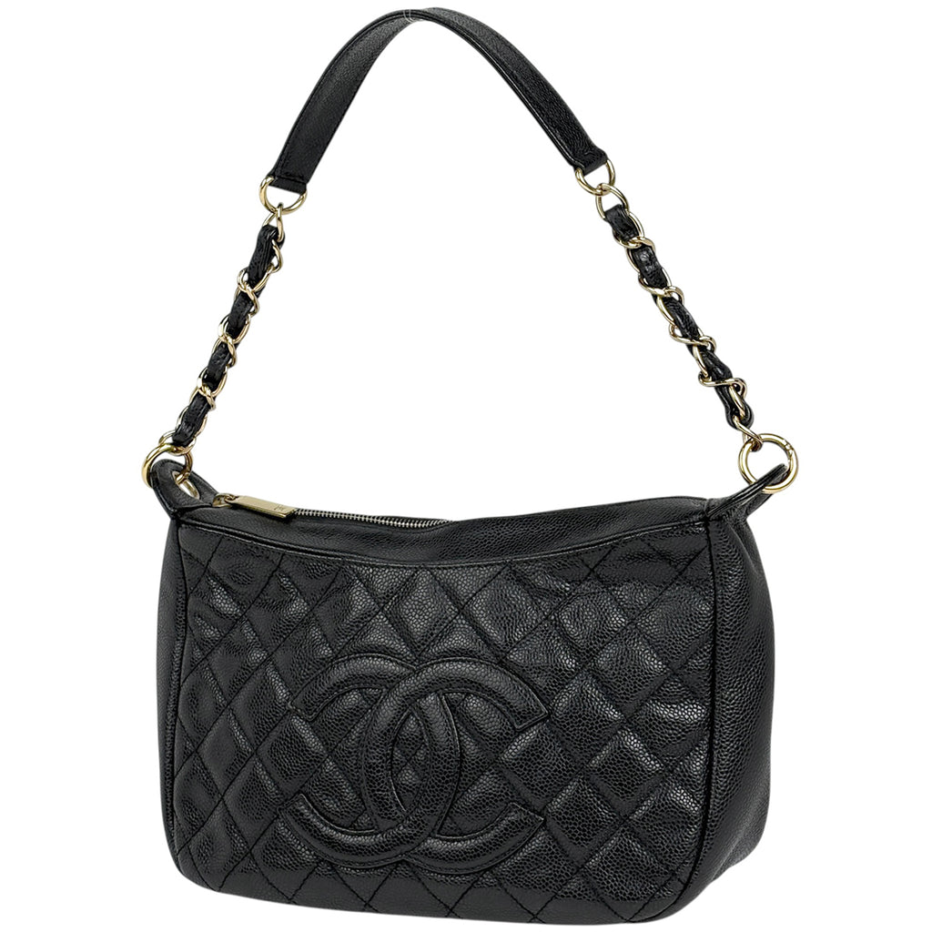 シャネル CHANEL ココマーク ショルダーバッグ バッグ キャビアスキン(グレインドカーフ) レディース ブラック系 【中古】 シャネル ココマーク チェーン ショルダーバッグ キャビアスキン