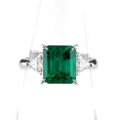 2.87ct エメラルド リング 12号 Pt850 鑑別書 レディース ノンブランドジュエリー 【中古】nbjwl