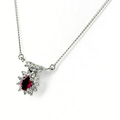 ルビー デザインネックレス ネックレス Pt900 Pt850 ルビー レディース ノンブランドジュエリー 【中古】nbjwl