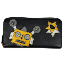 プラダ ロゴプレート ラウンドファスナー 長財布 サフィアーノレザー レディース ブランドバッグ・小物 【中古】brbag