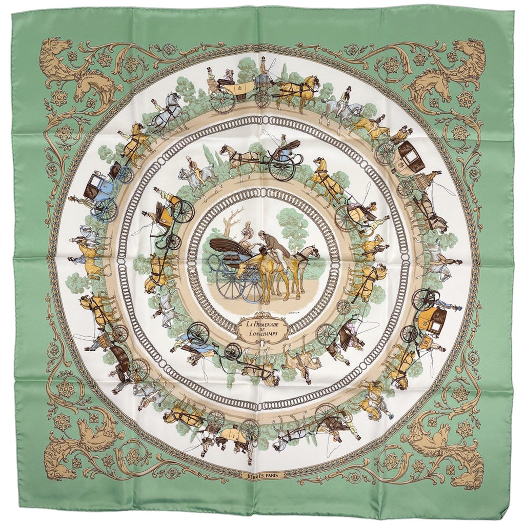 エルメス カレ90 LA PROMENADE DE LONGCHAMPS スカーフ シルク