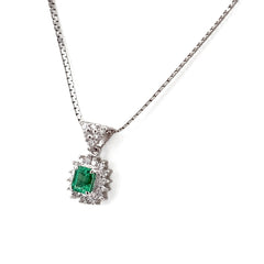 エメラルド ペンダントトップ ネックレス Pt900 Pt850 エメラルド レディース ノンブランドジュエリー 【中古】nbjwl