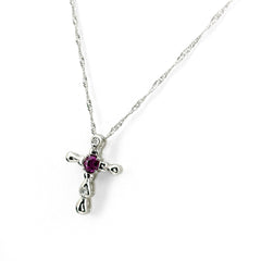 クロスモチーフ デザインネックレス ネックレス Pt900 Pt850 ルビー レディース ノンブランドジュエリー 【中古】nbjwl