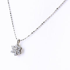 フラワーモチーフ デザインネックレス ネックレス K18 WG ダイヤモンド レディース ノンブランドジュエリー 【中古】nbjwl
