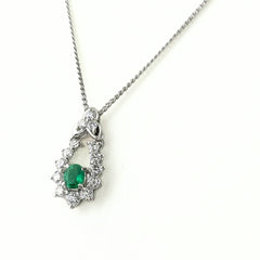エメラルド デザインネックレス ネックレス Pt900 Pt850 エメラルド レディース ノンブランドジュエリー 【中古】nbjwl