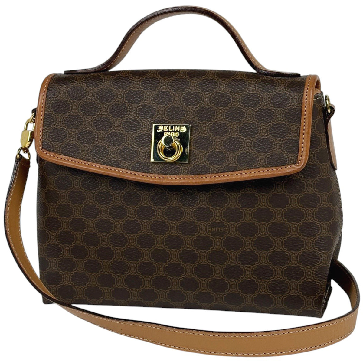 CELINE マダカム柄 キャンパス ハンドバッグ セリーヌ マカダム柄 ハンドバッグ コーティングキャンバス レディース