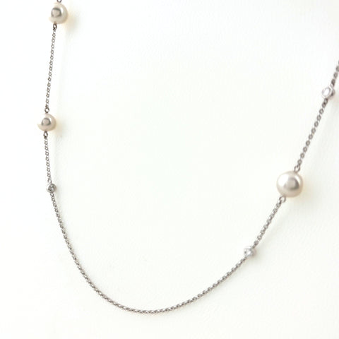 ミキモト パール ネックレス K18 パール ダイヤモンド レディース