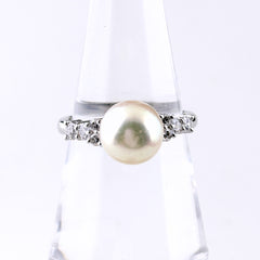 タサキ TASAKI パール リング プラチナ 指輪 メレダイヤ 真珠 リング 12号 Pt900 パール レディース 【中古】