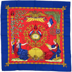 エルメス カレ90 LIBERTE EGALITE FRATERNITE REPUBLIQUE FRANCAISE 1789 スカーフ シルク レディース ブランドバッグ・小物 【中古】brbag