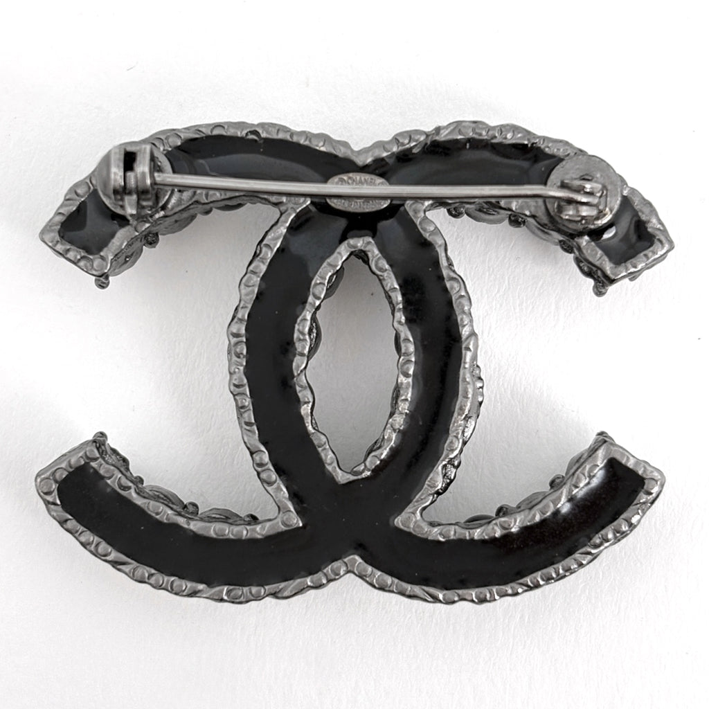 CHANEL CCロゴ ブローチ シルバー・ブラック 約5.5cm シャネル ココマーク ブローチ シルバーメッキ レディース ブランド