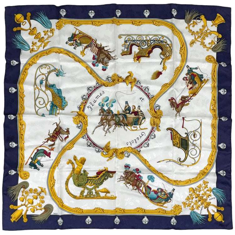 エルメス カレ90 Plumes et Grelots スカーフ シルク レディース ブランドバッグ・小物 【中古】brbag