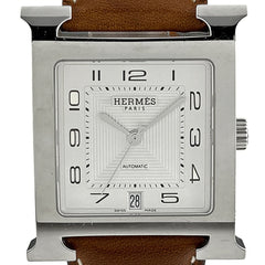 エルメス Hウォッチ HH2.810 腕時計 SS レザー 自動巻き シルバー メンズ 時計 【中古】wtcbb