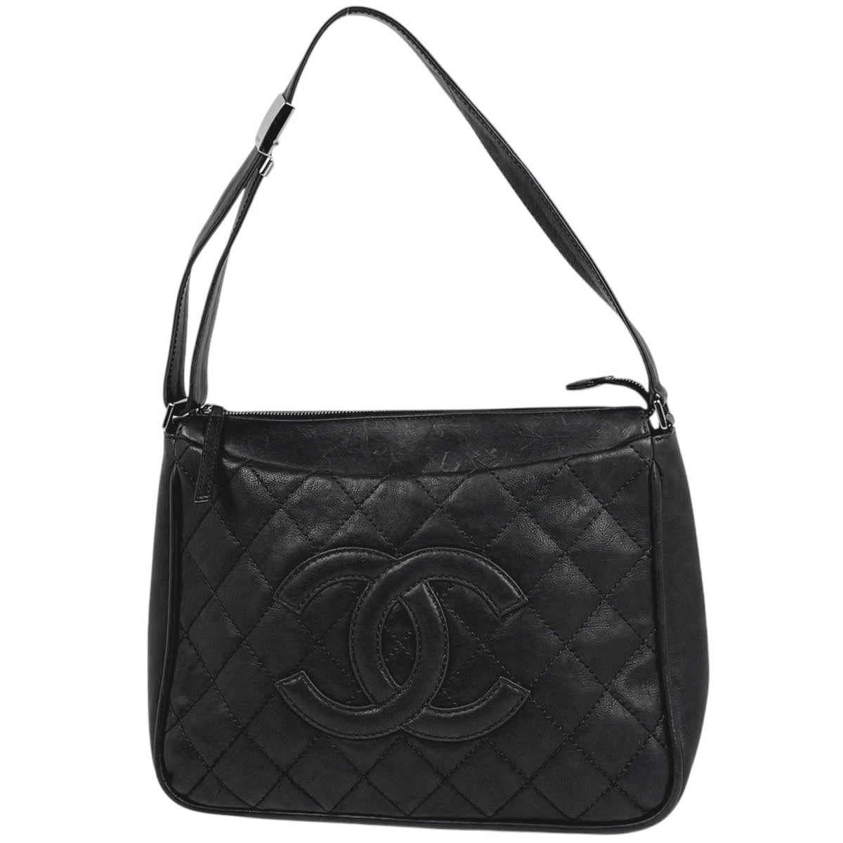 CHANEL ブラックレザーショルダーバッグ シャネル ココマーク ショルダーバッグ レザー レディース ブランド