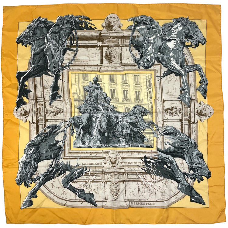 エルメス カレ90 LA FONTAINE DE BARTHOLDI スカーフ シルク レディース ブランドバッグ・小物 【中古】brbag