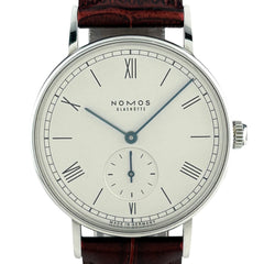 ノモス グラスヒュッテ NOMOS GLASHUTTE ラドウィッグ 腕時計 SS レザー 手巻き シルバー メンズ 時計 【中古】wtcbb
