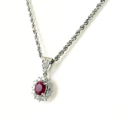 ルビー ネックレス Pt900 750 ルビー レディース ノンブランドジュエリー 【中古】nbjwl