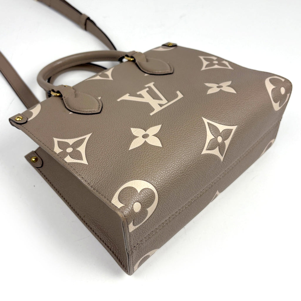 ぷ*ん様 【美品】LOUIS VUITTON オンザゴー PM ハンドバッグ 希 ルイ・ヴィトン オンザゴーPM ハンドバッグ モノグラムアンプラント