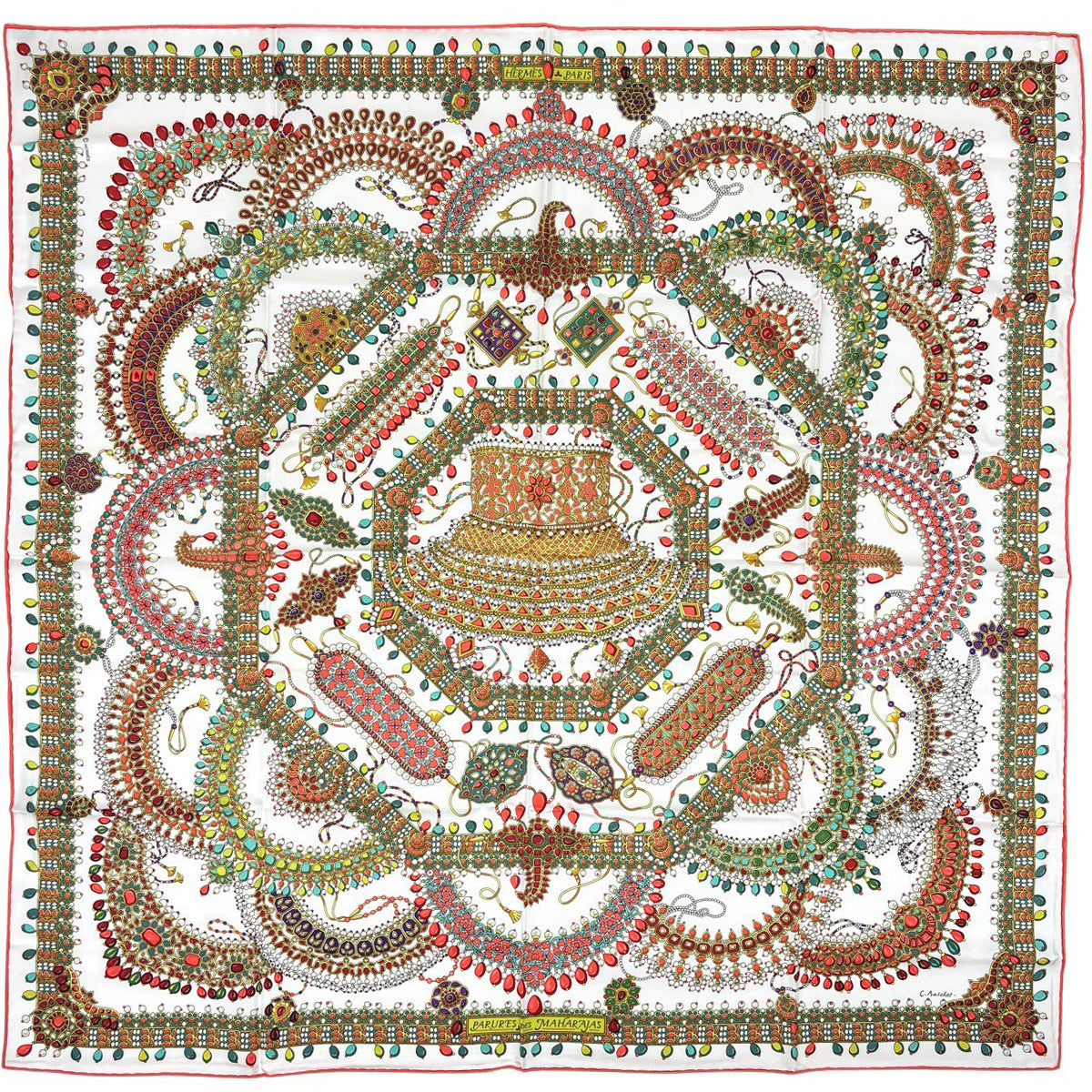 エルメス カレ90 PARURES DES MAHARAJAS スカーフ シルク レディース