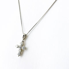 クロスモチーフ ネックレス Pt900 Pt850 ダイヤモンド レディース ノンブランドジュエリー 【中古】nbjwl