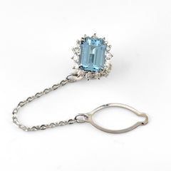アクアマリン タイタック タイピン Pt900 アクアマリン ダイヤモンド メンズ ノンブランドジュエリー 【中古】nbjwl
