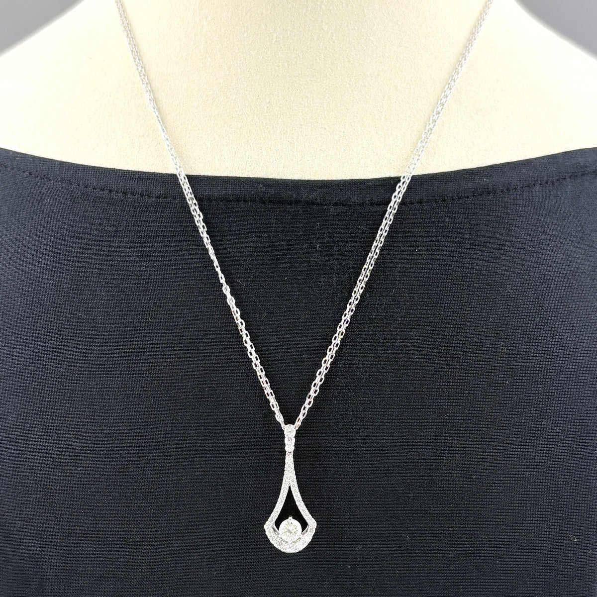 ダイヤモンド デザインネックレス ネックレス K18 K14 WG レディース