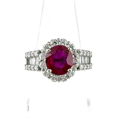 2.22ct ルビー リング 11号 Pt900 鑑別書 レディース ノンブランドジュエリー 【中古】nbjwl