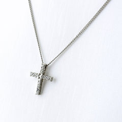 クロスモチーフ ネックレス Pt900 Pt850 ダイヤモンド レディース ノンブランドジュエリー 【中古】nbjwl