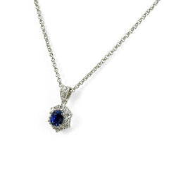 サファイア ネックレス Pt900 Pt850 ダイヤモンド レディース ノンブランドジュエリー 【中古】nbjwl