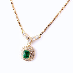 エメラルド デザインネックレス ネックレス K18 エメラルド ダイヤモンド レディース ノンブランドジュエリー 【中古】nbjwl