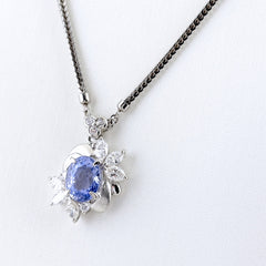 サファイア デザインネックレス ネックレス Pt850 サファイア ダイヤモンド レディース ノンブランドジュエリー 【中古】nbjwl