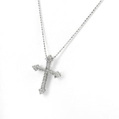 クロスモチーフ デザインネックレス ネックレス K18 WG ダイヤモンド レディース ノンブランドジュエリー 【中古】nbjwl