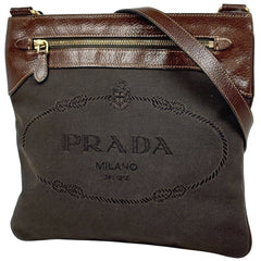 プラダ ロゴジャガード ショルダーバッグ キャンバス BT0654 レディース ブランドバッグ・小物 【中古】brbag