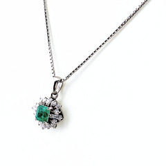 エメラルド デザインネックレス ネックレス Pt900 Pt850 エメラルド レディース ノンブランドジュエリー 【中古】nbjwl