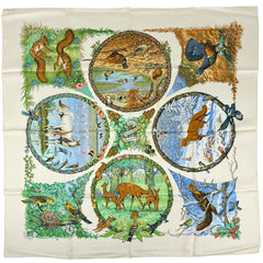 エルメス カレ90 LES QUATRE SAISONS スカーフ シルク レディース ブランドバッグ・小物 【中古】brbag