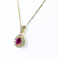ルビー デザインネックレス ネックレス K18 ルビー ダイヤモンド レディース ノンブランドジュエリー 【中古】nbjwl