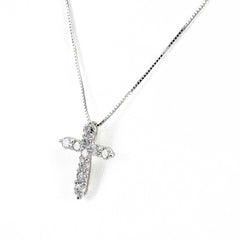 クロスモチーフ デザインネックレス ネックレス K18 WG ダイヤモンド レディース ノンブランドジュエリー 【中古】nbjwl