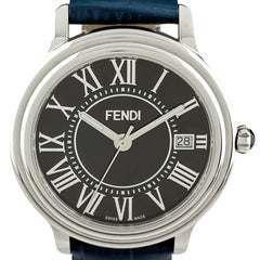 フェンディ クラシコ 25400L 腕時計 SS レザー クォーツ ネイビー メンズ 時計 【中古】wtcbb