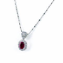 ルビー デザインネックレス ネックレス Pt900 Pt850 ルビー レディース ノンブランドジュエリー 【中古】nbjwl