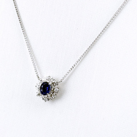CAMELLIA サファイア ダイヤモンド ネックレス Pt850 サファイア デザインネックレス ネックレス Pt850 サファイア